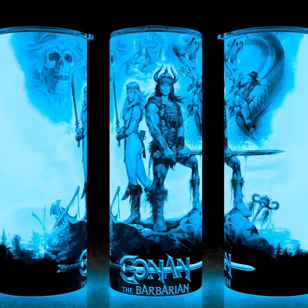 Glow in the Dark Conan The Barbarian 80s Schwarzenegger Movie Cup Mug Tumbler